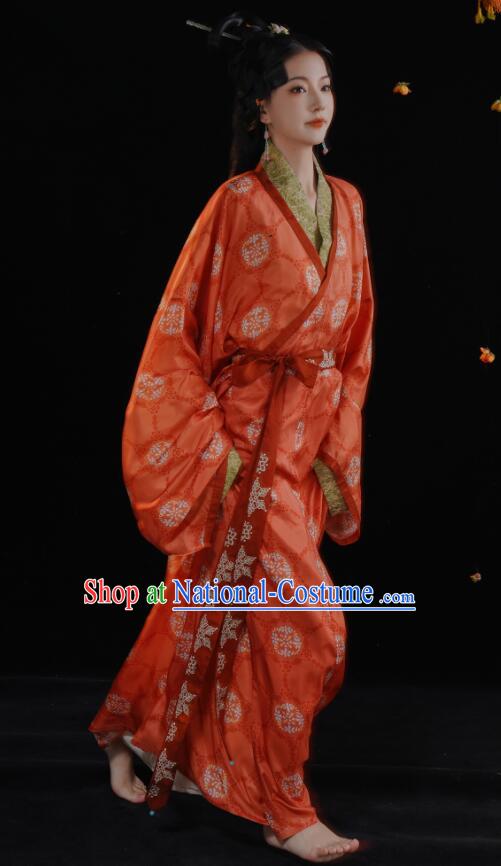 Chinese Ancient Palace Beauty Costumes Court Woman Red Hanfu Dress Han Dynasty Empress Garments Clothing