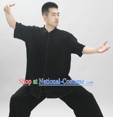 Chinese Martial Arts Costumes Tai Chi Uniform Black Kung Fu Suit For Women For Men