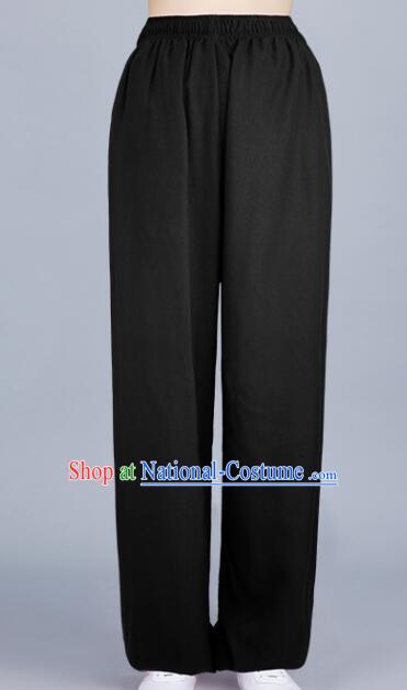 Chinese Tai Chi Pants Black Silk and Cotton Kung Fu Pants Martial Arts Costume For Women For Men