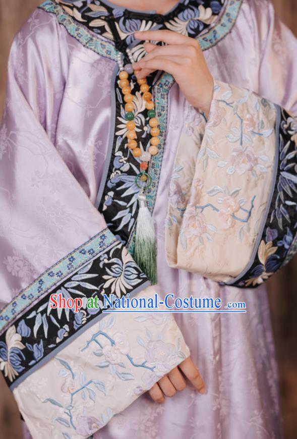 Chinese Qing Dynasty Princess Lilac Dress Ancient Imperial Consort Costume Traditional Court Clothing