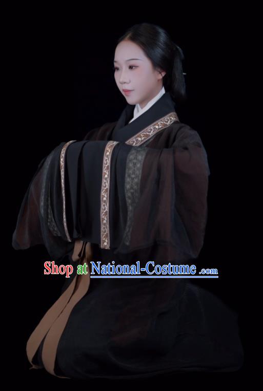 Chinese Ancient Princess Garment Costumes Traditional Hanfu Curving Front Robe Han Dynasty Palace Lady Clothing