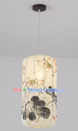 Chinese Classical Ceiling Lamp Palace Lantern Hand Painting Lotus Fish Lantern