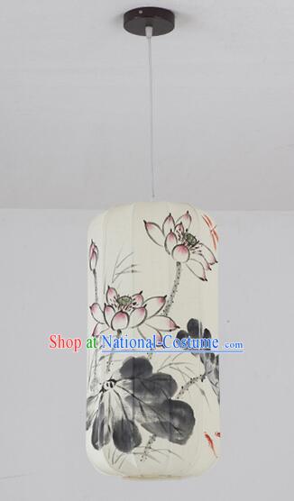 Chinese Classical Ceiling Lamp Palace Lantern Hand Painting Lotus Fish Lantern