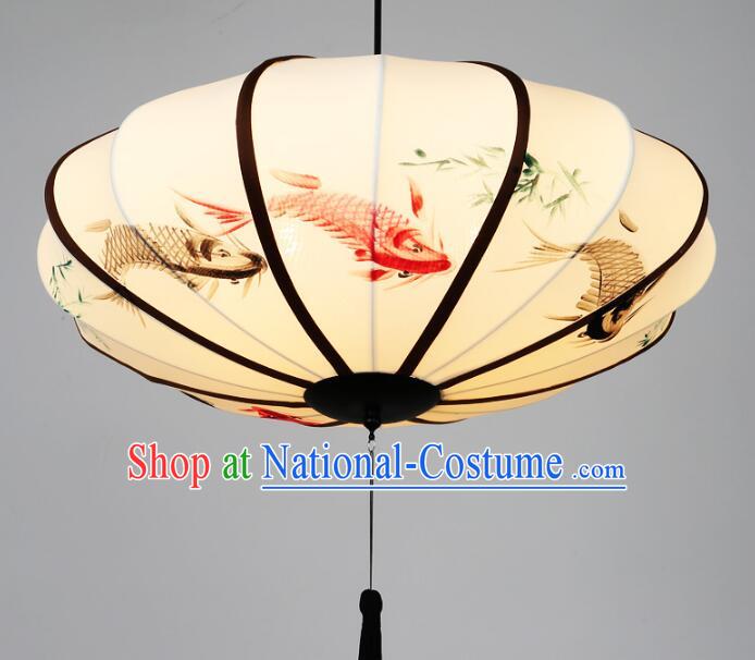 Traditional Chinese Palace Lantern Hand Painting Bamboo Fish Ceiling Lanterns Hanging Lanern