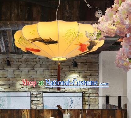 Traditional Hanging Lanern Chinese Palace Lantern Hand Painting Bamboo Fish Ceiling Lanterns