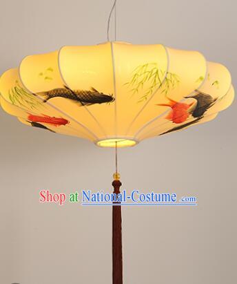 Traditional Hanging Lanern Chinese Palace Lantern Hand Painting Bamboo Fish Ceiling Lanterns