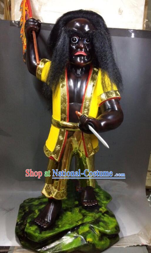 Handmade Wood Carving Na Tuk Kong Sculpture Malaysian God Statue