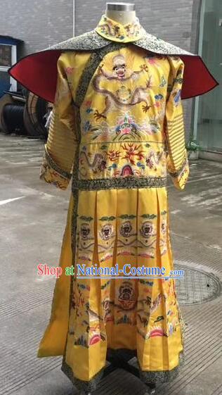 Beijing Fayuansi Chinese Ancient Qing Dynasty Emperor Guangxu Clothing Stage Performance Dance Costume and Headpiece for Men