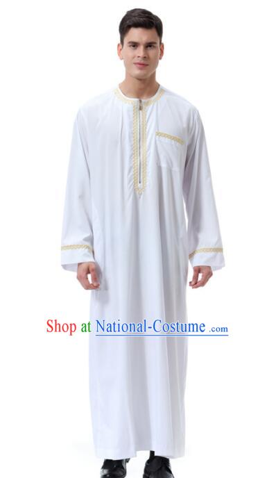 Traditional Oriental Dance Stage Show Clothing Indian Dance White Robe for Men