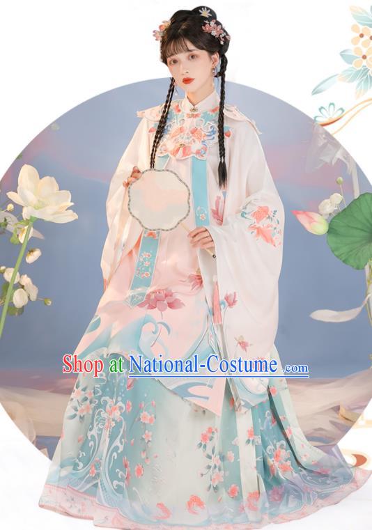 Chinese Traditional Hanfu Long Blouse and Skirt Ming Dynasty Young Lady Clothing Ancient Princess Dresses