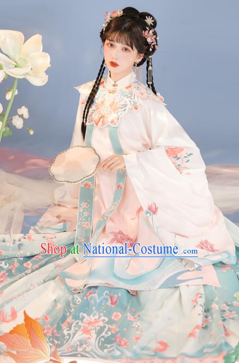 Chinese Traditional Hanfu Long Blouse and Skirt Ming Dynasty Young Lady Clothing Ancient Princess Dresses