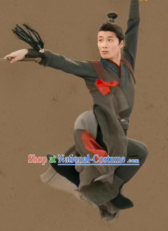 Chinese Ancient Swordsman Black Garments Classical Dance Clothing 2023 Spring Festival Gala Man Dance Costumes