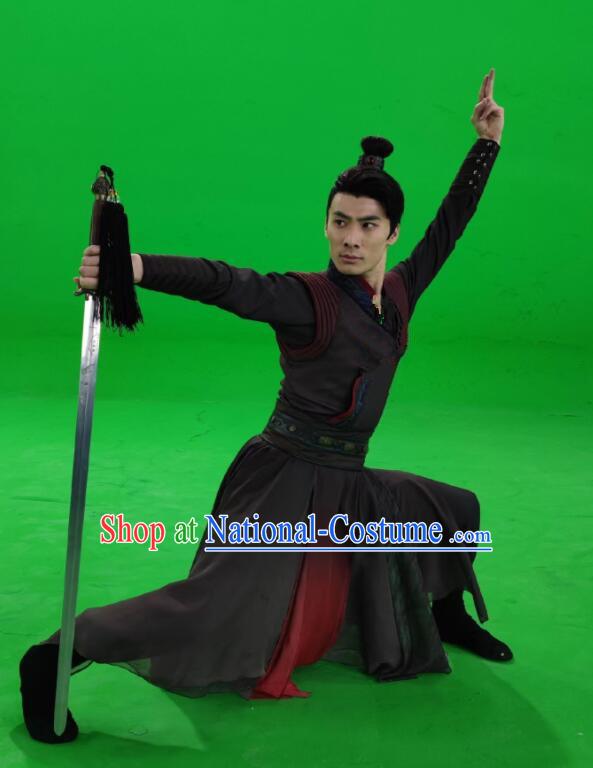 Chinese Ancient Swordsman Black Garments Classical Dance Clothing  Spring Festival Gala Man Dance Costumes