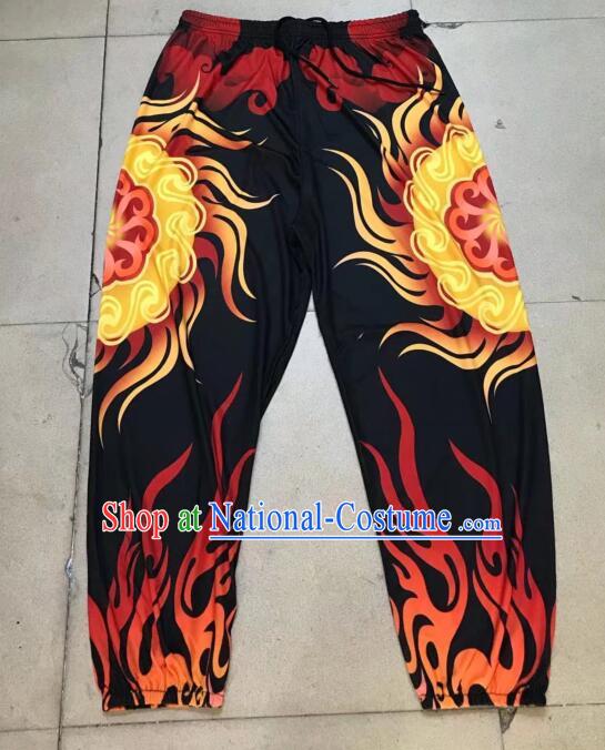 Professional Lion Dancer Printing Pants Chinese Kung Fu Pants Handmade Black Lion Trousers