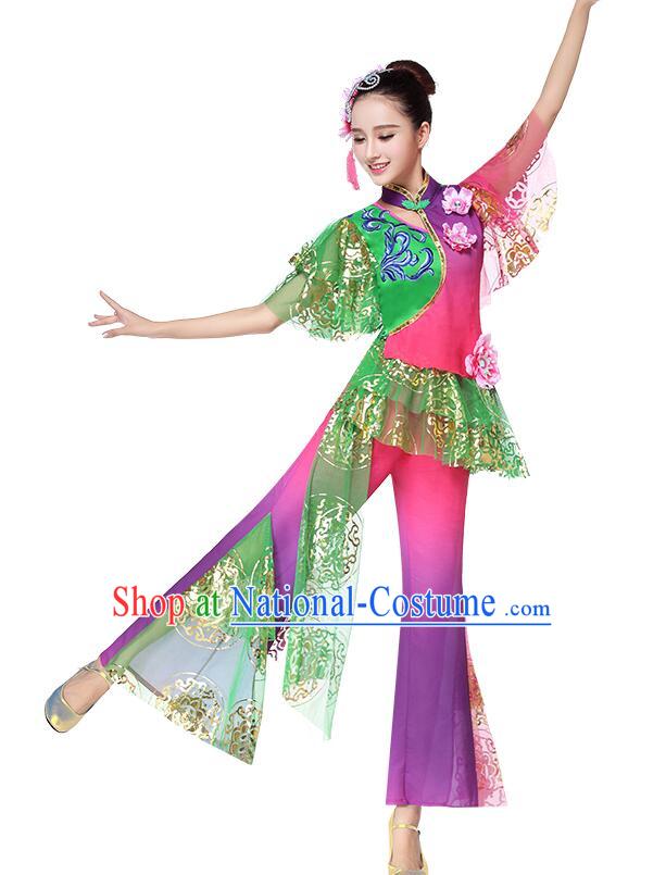 Chinese Folk Dance Garments Yangko Dance Clothing Women Fan Dance Outfit