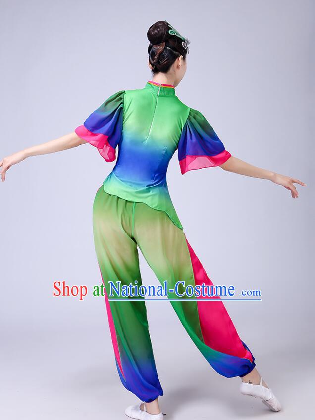 Chinese Folk Dance Outfit Fan Dance Costumes Yangko Dance Clothing Women Group Dance Fashion