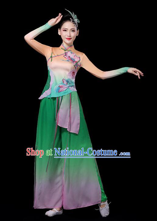 Chinese Yangko Dance Clothing Women Group Dance Fashion Folk Dance Outfit Lotus Dance Costumes