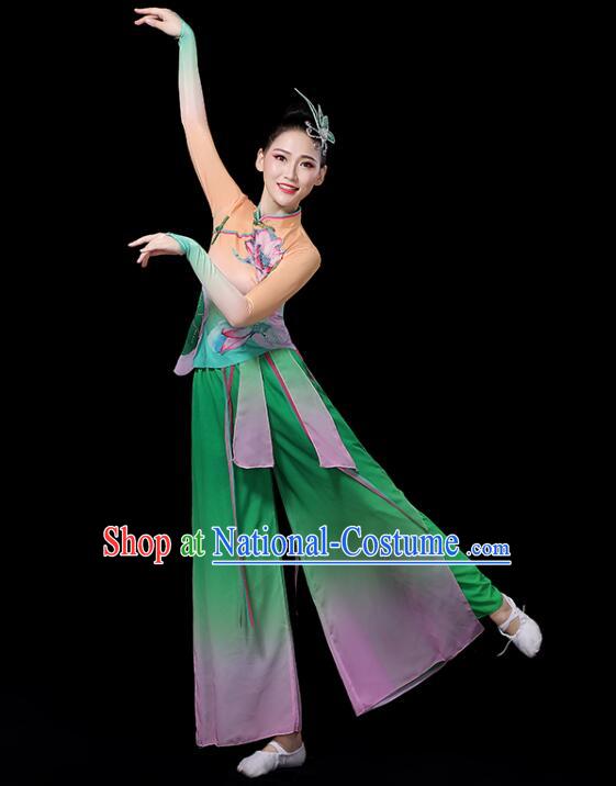 Chinese Yangko Dance Clothing Women Group Dance Fashion Folk Dance Outfit Lotus Dance Costumes