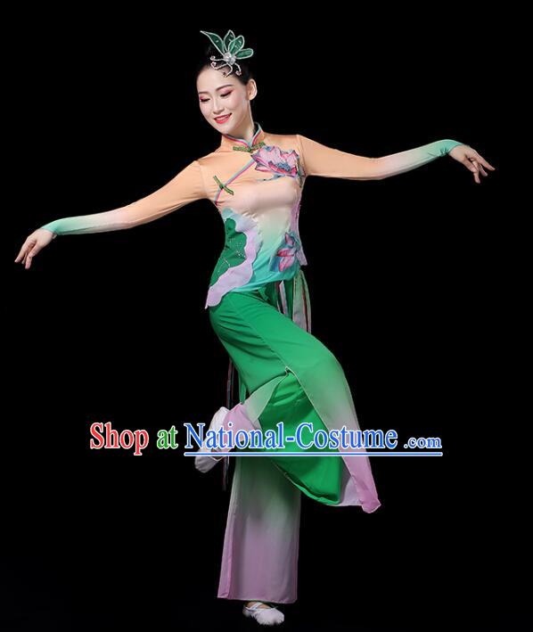 Chinese Yangko Dance Clothing Women Group Dance Fashion Folk Dance Outfit Lotus Dance Costumes