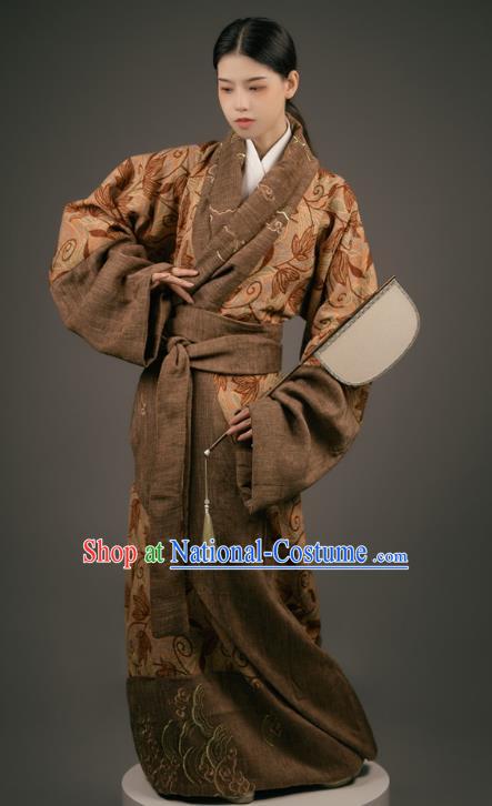 Chinese Classical Dance Costume Han Dynasty Palace Beauty Clothing Ancient Han Fu Straight Front Robe