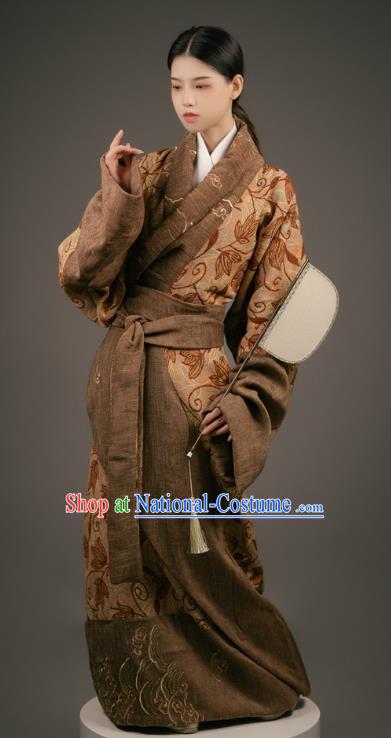 Chinese Classical Dance Costume Han Dynasty Palace Beauty Clothing Ancient Han Fu Straight Front Robe