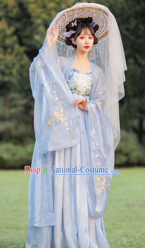 Chinese Traditional Hezi Dress Ancient Hanfu Fairy Clothing Tang Dynasty Young Woman Costumes