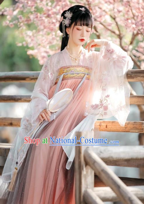 Chinese Traditional Hanfu Ruqun Pink Dresses Ancient Noble Woman Clothing Tang Dynasty Court Princess Costumes