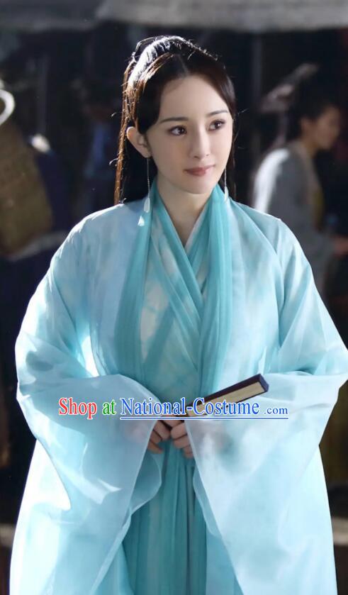 Chinese TV Series Ten Great III of Peach Blossom Goddess Bai Qian Clothes Ancient Queen Blue Dresses