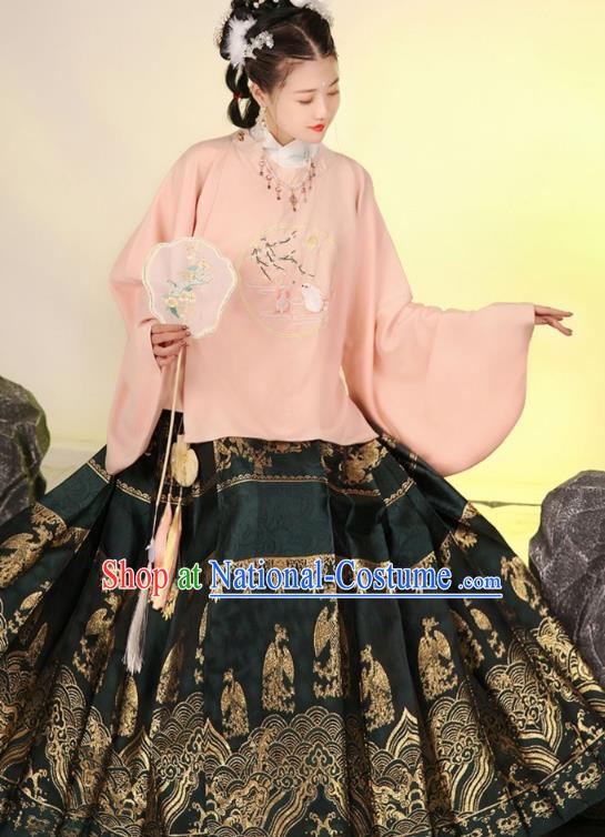 Chinese Female Hanfu Traditional Ma Mian Skirt Ming Dynasty Costumes Ancient Noble Lady Clothing Complete Set.