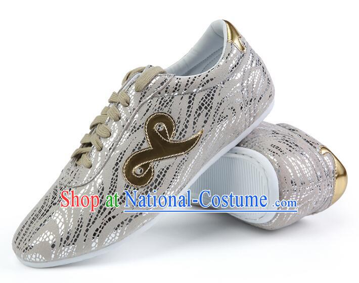 Chinese Kung Fu Shoes Professional Martial Arts Shoes Wushu Competition Silvery White Shoes