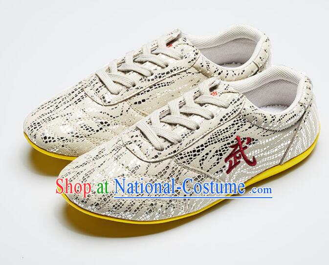 Chinese Martial Arts Shoes Wushu Competition Silvery White Shoes Professional Kung Fu Shoes