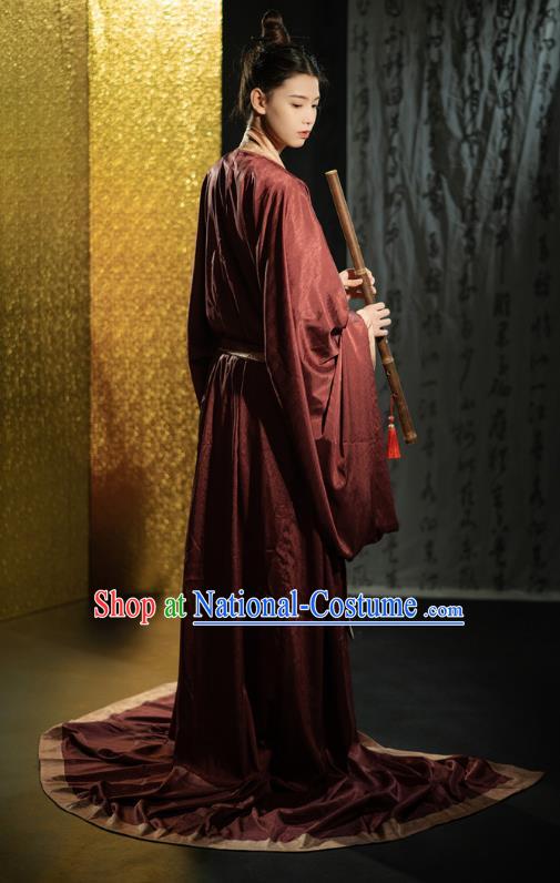 Chinese Traditional Han Fu Straight Front Robe Qin Dynasty Prince Costume Ancient Childe Clothing