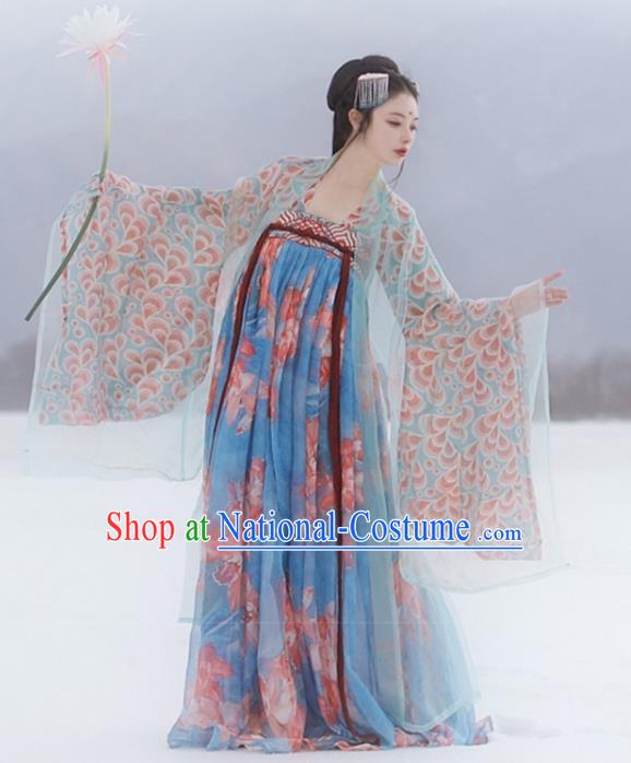 Chinese Hanfu Dresses Ru Qun and Cape Ancient Empress Costumes Tang Dynasty Imperial Consort Clothing