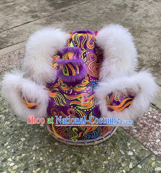 Top Handmade White Wool Hok San Lion Performance and Competition Lion Dance Costumes Complete Set