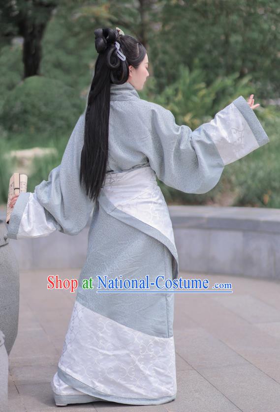 Chinese Ancient Young Woman Dress Traditional Han Fu Curving Front Robe Han Dynasty Princess Garment Costume