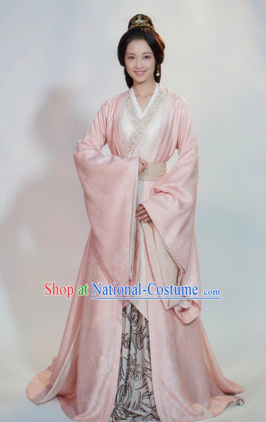 Chinese Han Dynasty Royal Princess Garment Costumes Ancient Palace Beauty Clothing TV Series Love Like The Galaxy Pink Dresses