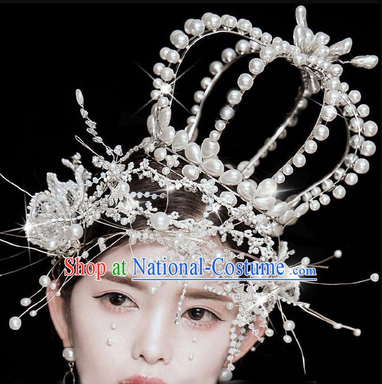 Handmade Stage Show Pearl Jewelries Wedding Hair Accessories Queen Royal Crown