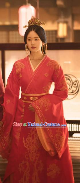 Chinese TV Series Love Like The Galaxy Cheng Shao Shang Wedding Dresses Han Dynasty Historical Costumes Ancient Noble Bride Clothing