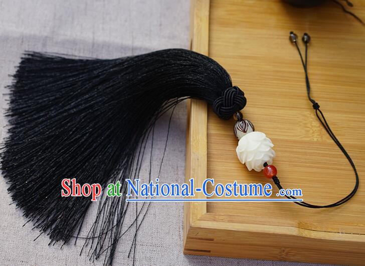 Top Handmade Tassel Pendant Jade Carving Lotus Sword Tassels