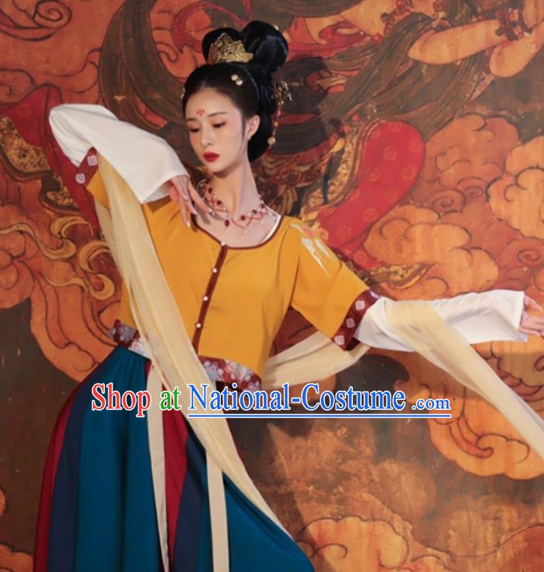 Top Handmade Hanfu Dresses Chinese Tang Dynasty Palace Lady Costumes Ancient Flying Apsaras Clothing