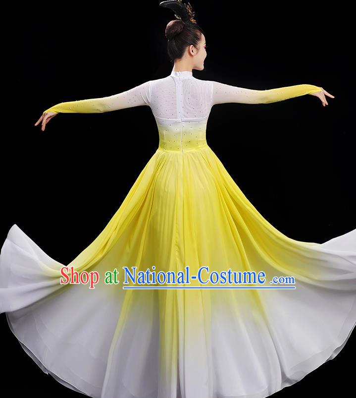 Chinese Spring Festival Gala Group Dance Yellow Dress Women Chorus Clothing Umbrella Dance Costume