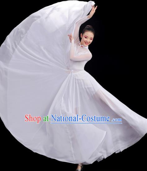 Chinese Women Group Chorus Clothing Classical Dance Costume Opening Dance White Dress