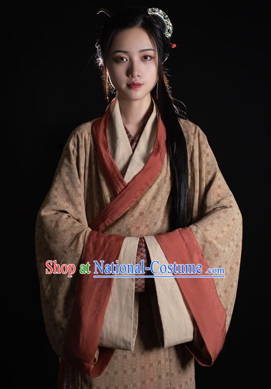 China Ancient Palace Woman Costumes Traditional Hanfu Straight Front Robes Han Dynasty Royal Empress Clothing