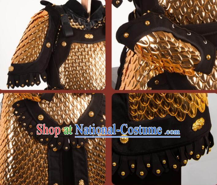 Chinese Ancient General Chain Armor Costumes Ming Dynasty Hauberk Metal Armor for Women for Men