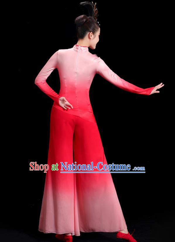 China Women Group Stage Show Red Uniform National Yangko Dance Costume Folk Dance Fan Dance Clothing