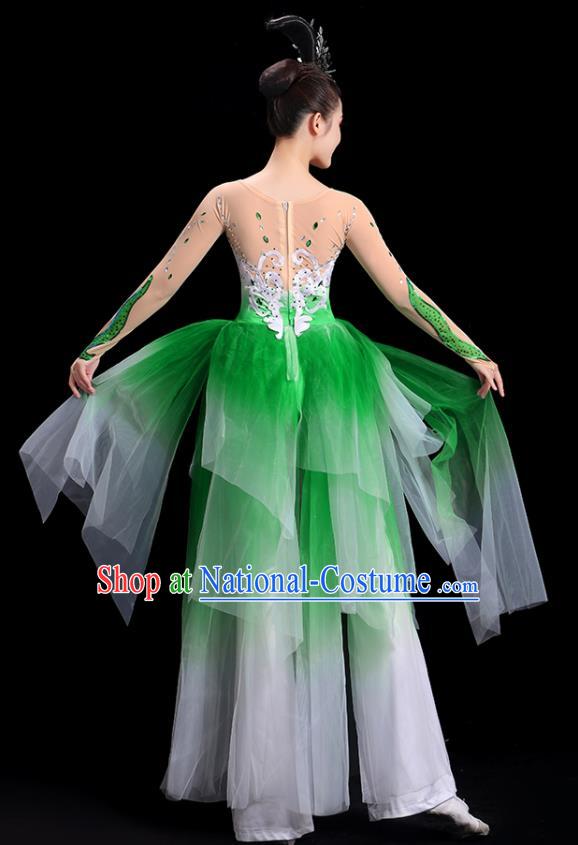 China Yangko Dance Costume Jasmine Dance Fashion Umbrella Dance Clothing Women Group Stage Show Green Uniform