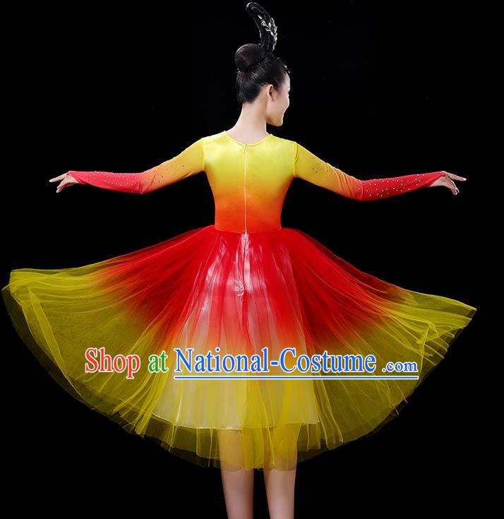 China Women Group Chorus Clothing Opening Dance Fashion Stage Show Veil Dress Modern Dance Costume