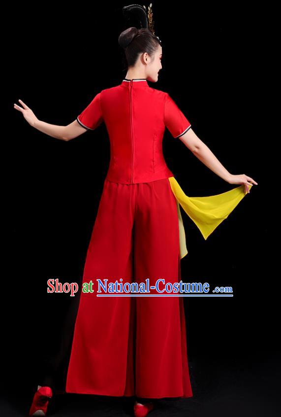 China Folk Dance Clothing Group Stage Show Red Uniform National Yangko Dance Costume