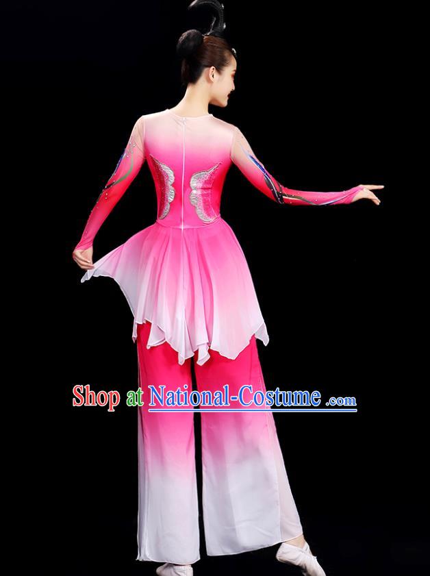 Top Folk Dance Clothing Women Group Stage Show Fashion Fan Dance Costume Yangko Dance Pink Outfit