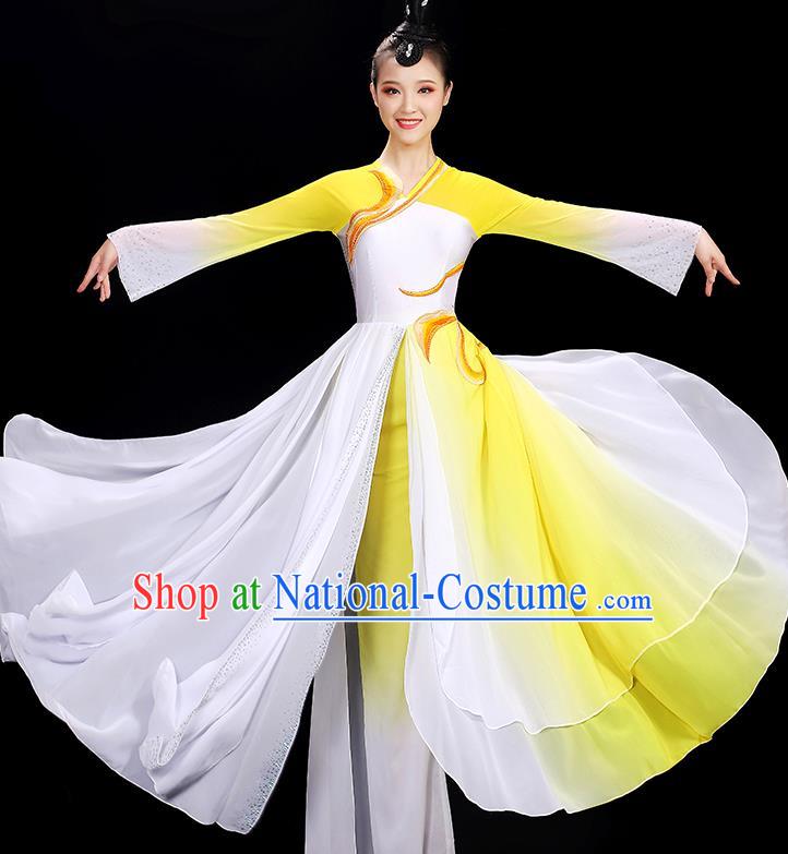 Chinese Yangko Dance Yellow Outfit Folk Dance Clothing Women Dancing Competition Fashion Fan Dance Show Costume